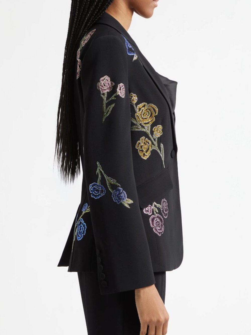 Cinq à Sept Floral Ribbons Diamante Crepe Jacket - Picture 4 of 10
